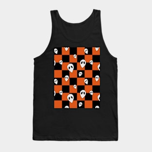 Halloween Ghosts Checkerboard Pattern Tank Top